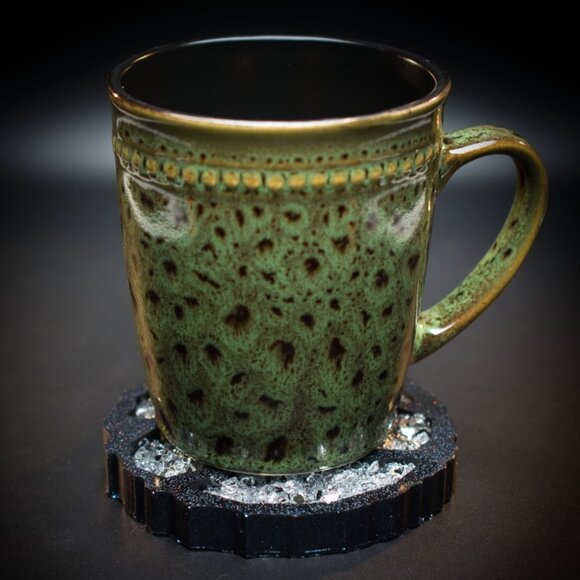 Reflective Glass Geode Agate Coasters – Set of 2 | Wine or Coffee Coasters - Picture 5 of 5